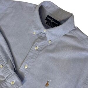 Ralph Lauren Mens 17-34 Yarmouth Oxford Button Down Shirt Blue Long Sleeve Pony